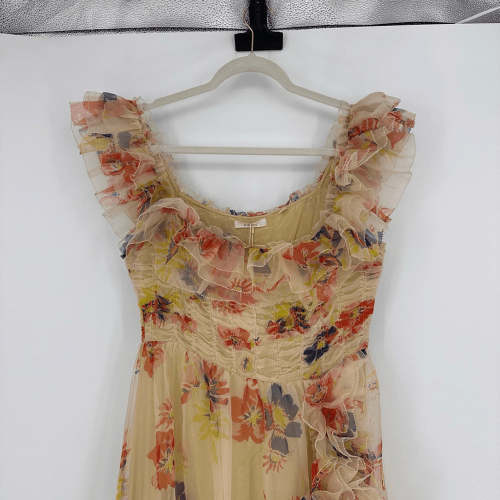 Doen Ernestine Dress RARE Sweet Gardenia Silk Organza Maxi SZ L Fairy Coquette - Picture 8 of 16